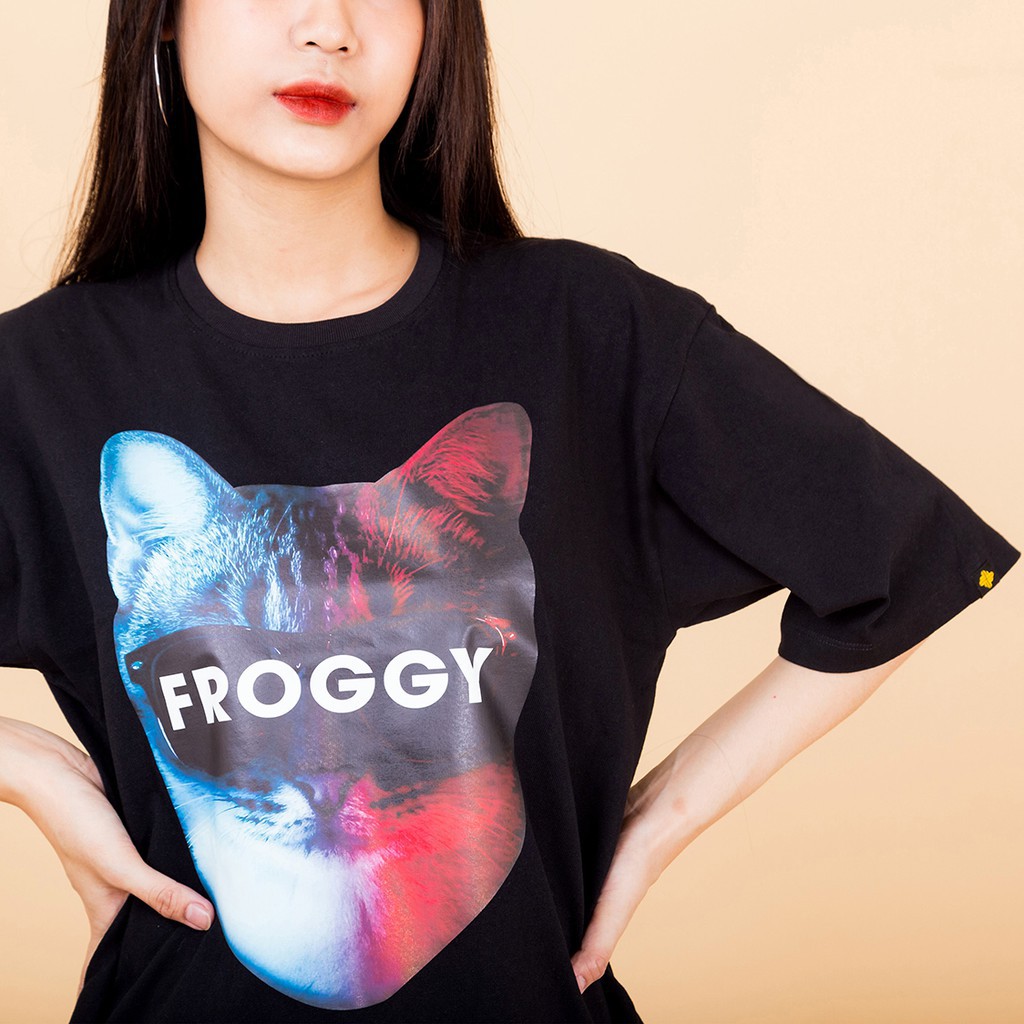 Áo thun tay lỡ FROGGY phông unisex nam nữ cotton oversize form rộng rất dễ phối đồ in hình MÈO vào ba đeo kính siêu ngầu | BigBuy360 - bigbuy360.vn
