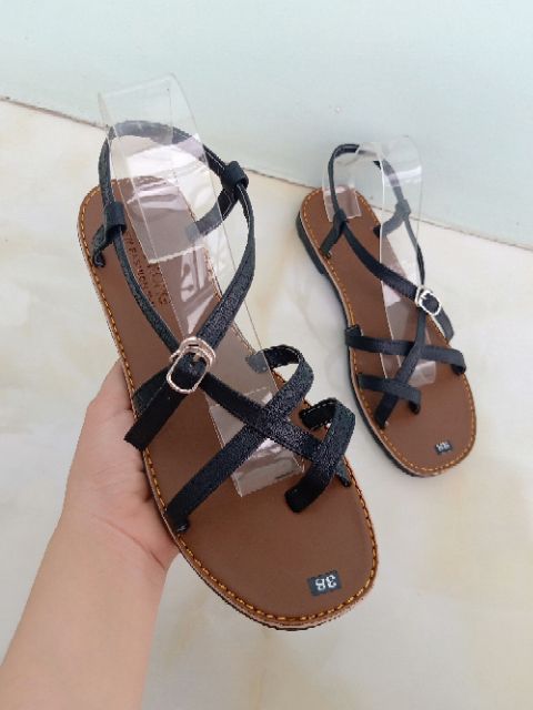 Sandal quai chéo MAILIAA đế gấu quai da gắn nút