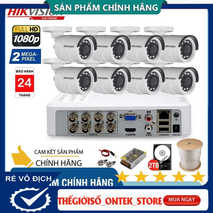 Trọn Bộ Camera giám sát HIKVISION 5/6/7/8 mắt 2.0MP, FHD 1080P, Ổ cứng HDD, Đầy đủ phụ kiện để lắp đặt