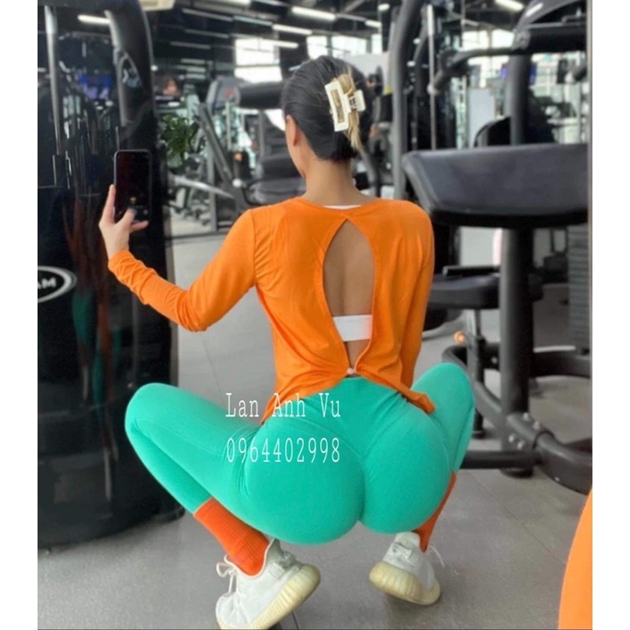Áo Dài Tay Tank Top Dáng Rộng Cách Điệu Hở Lưng Mặc Tập Gym, Chạy Bộ