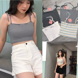 Áo 2 dây crotop kẻ đẹp
