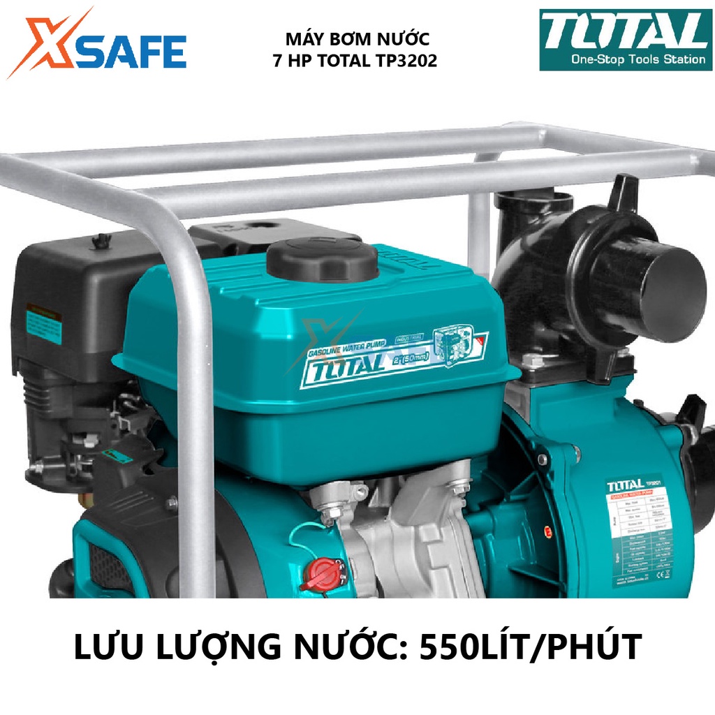 [Mã BMBAU300 giảm 10% đơn 499K] Máy bơm nước chạy xăng TOTAL TP3202 Chiều cao bơm tối đa 28 m, Độ hút sâu tối đa 8m