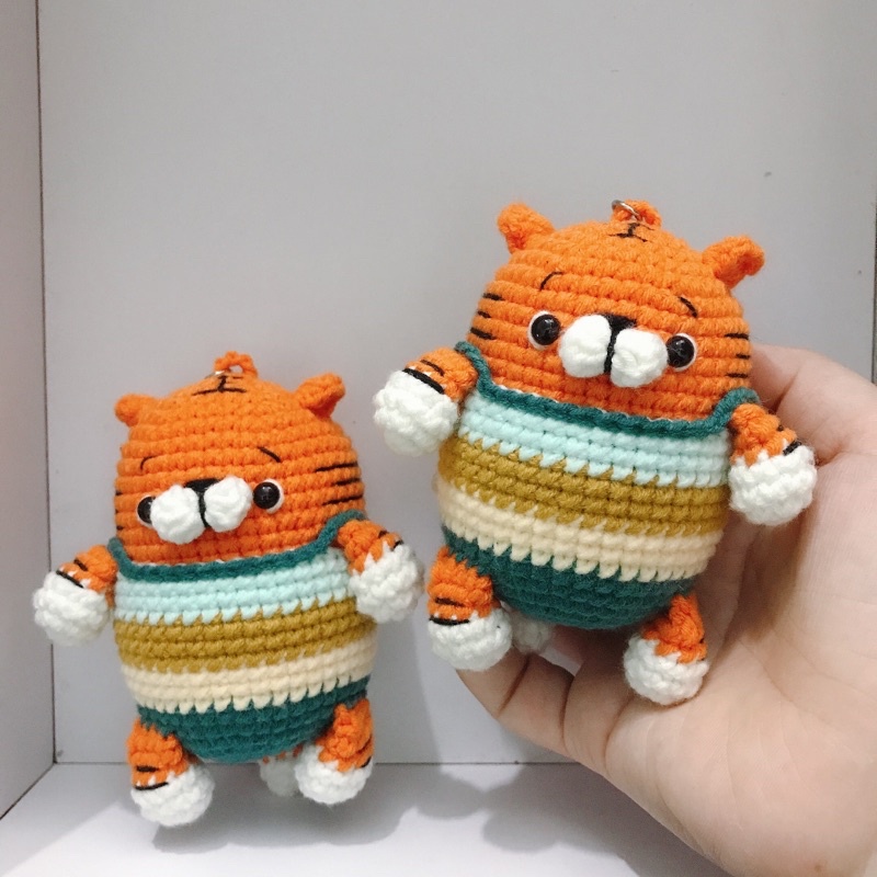 Móc Khoá Con Hổ Nhồi Bông Bằng Len - Thú Bông Len Handmade Đan Móc Thủ Công Bằng Tay