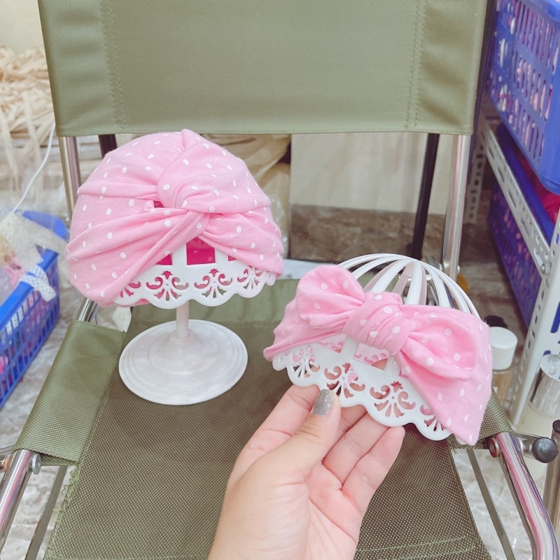 Turban hoạ tiết chấm bi xinh xắn (4-6kg.6-9kg)