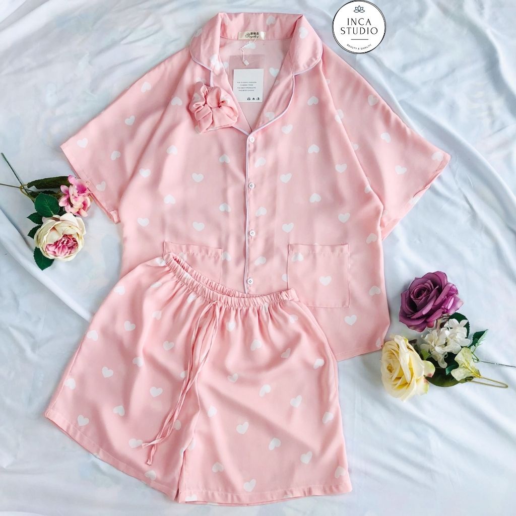 (Loại 1) Đồ ngủ Pyjama lụa mango họa tiết form cánh dơi IC02- Free size dưới 65kg, Lụa mango thoáng mát- INCA 02