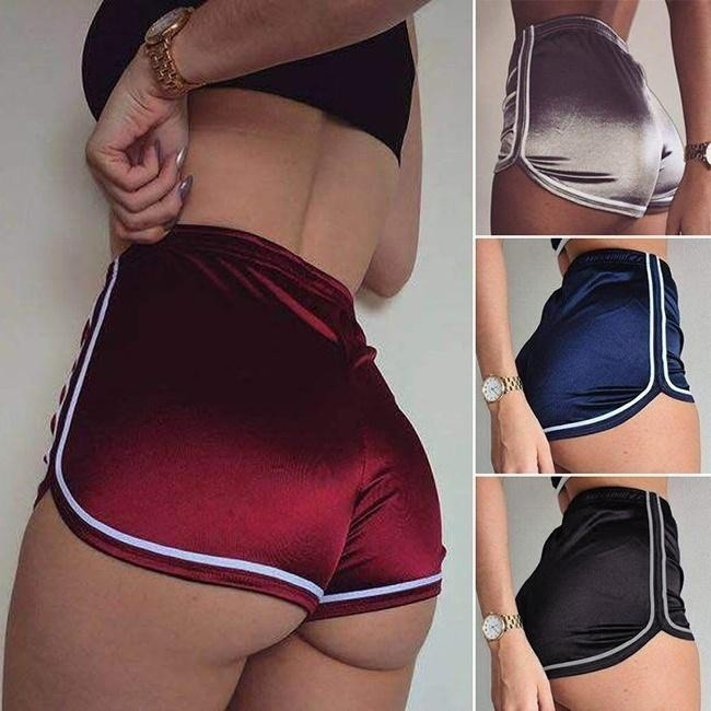 Quần short vải flannel lưng cao co dãn cho nữ