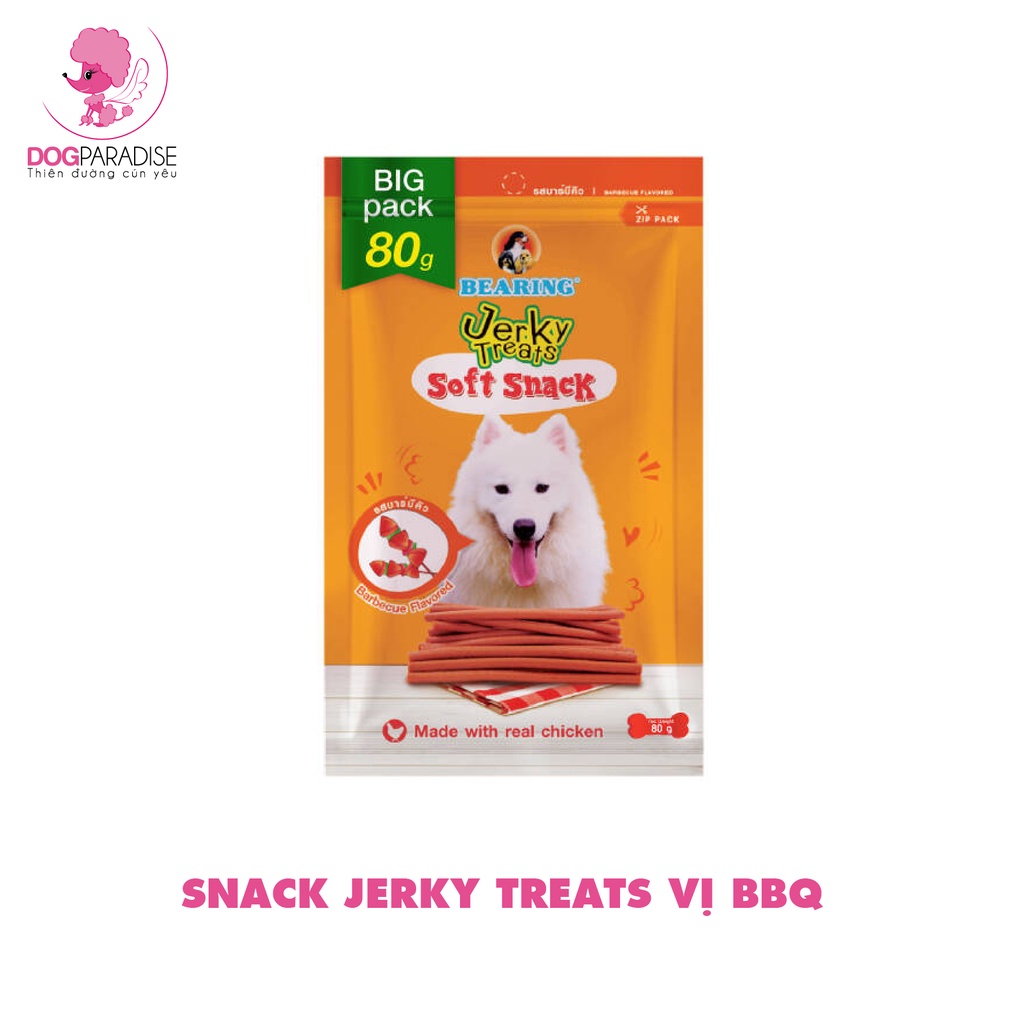 Snack mềm Jerky Treats cho thú cưng bổ sung dinh dưỡng và khoáng chất túi 80g-Bearing - Dog Paradise