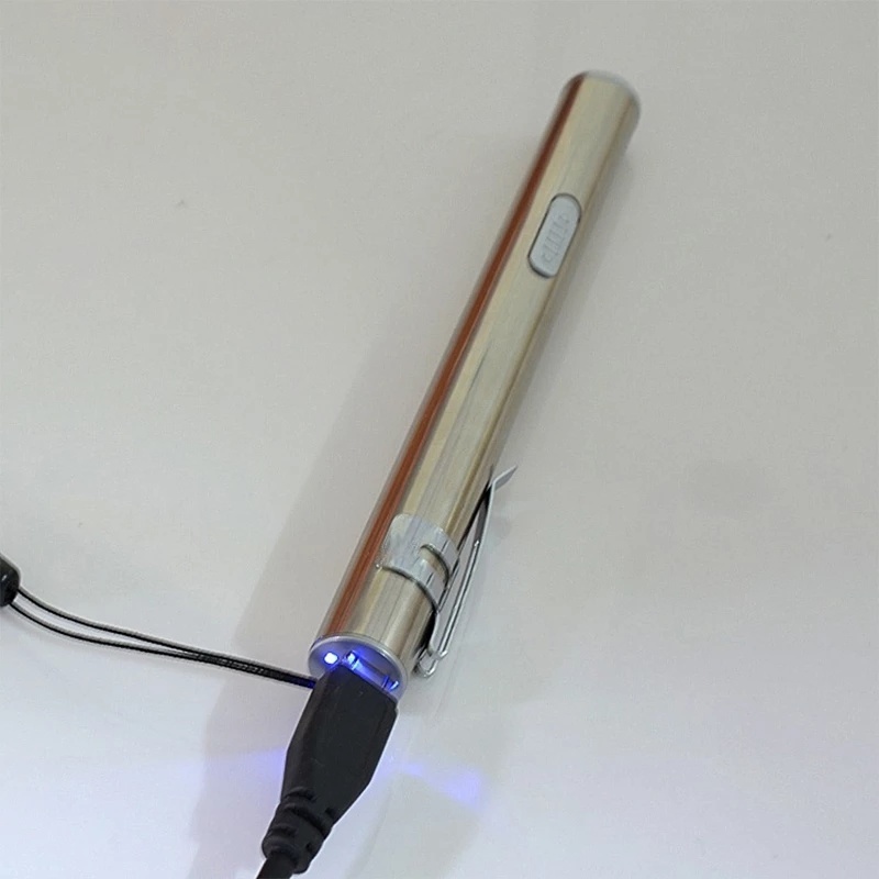 Đèn pin LED mini bằng thép không gỉ sạc lại bằng cáp USB tiện dụng mang theo khi đi du lịch/cắm trại
