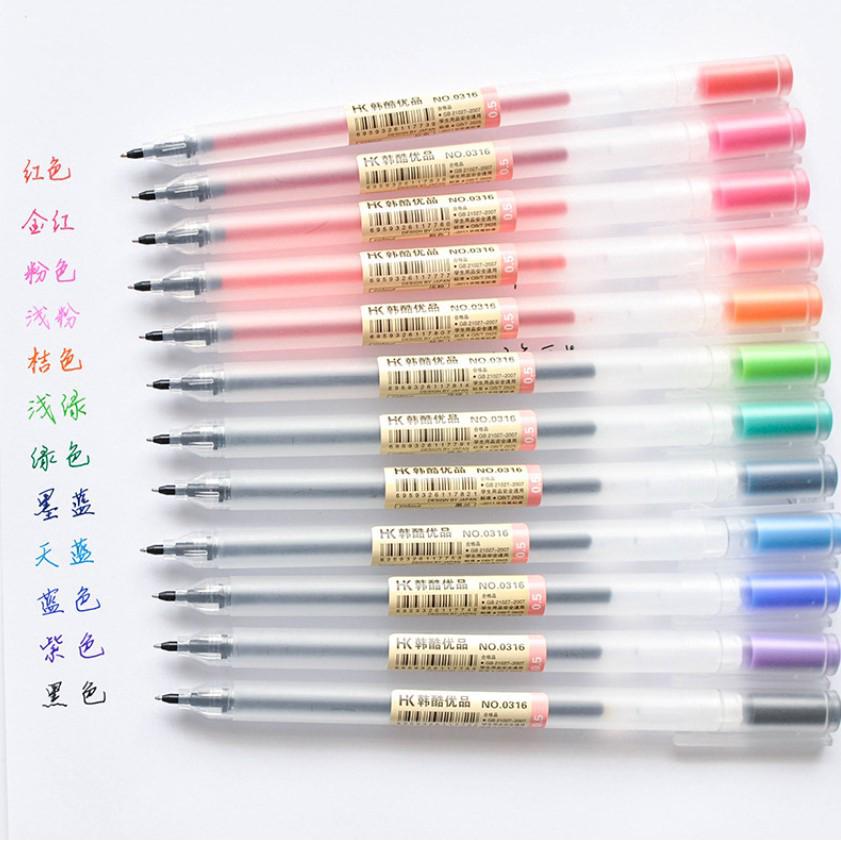 💎Set 12 Bút Mực Gel Ngòi 0.5mm Nhiều Màu Sắc Chất Lượng Cao