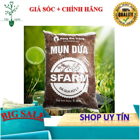 Mùn Dừa, Xơ Dừa Đã Qua Xử Lý 5DM3 [1.2 - 1.3Kg] Làm Giá Thể Trồng Cây - Sfarm