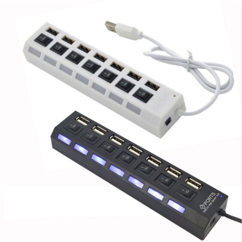 Bộ Chia 7 Cổng Usb Có Đèn Led Màu Xanh Dương