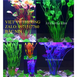 Cây giả rong lục bình dùng trang trí bể cá cảnh 40cm