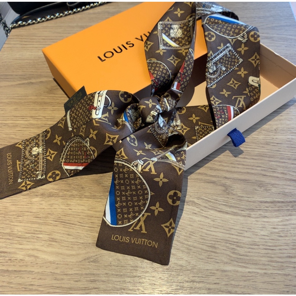 Băng Đô Cài Tóc Ruy Băng Lụa In Chữ Màu Nâu / Đen Thời Trang Cho Nữ