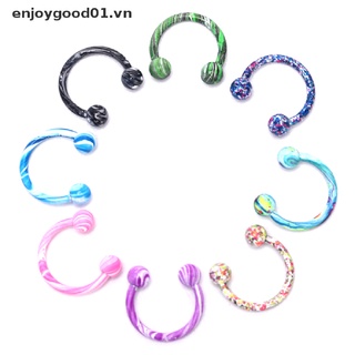 {enjoygood} 8Pcs/Set Steel Ball Horse Shoe Bar Circular Ring Nose Ring Body Piercing Jewelry .