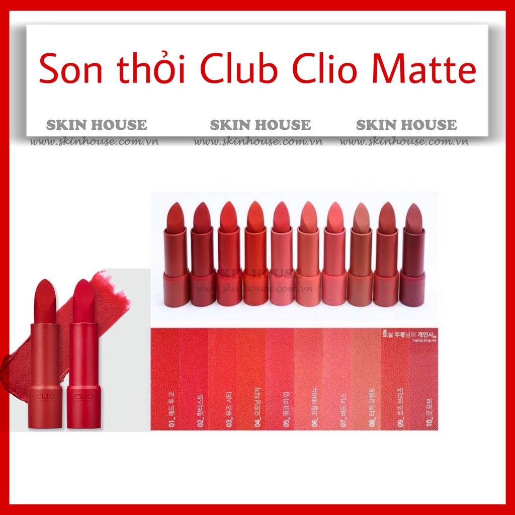 Sẵn - Son Thỏi Club Clio Matte Lipsticks Strongest Rouge Heel Velvet - Skinhouse 0986136861