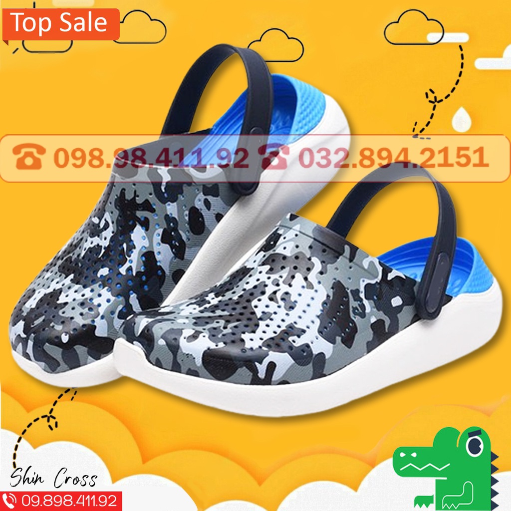 Giàydép Cross quai ngang bít đầu màu ràn ri lót xanh biển  tặng thêm 12 sticker cross
