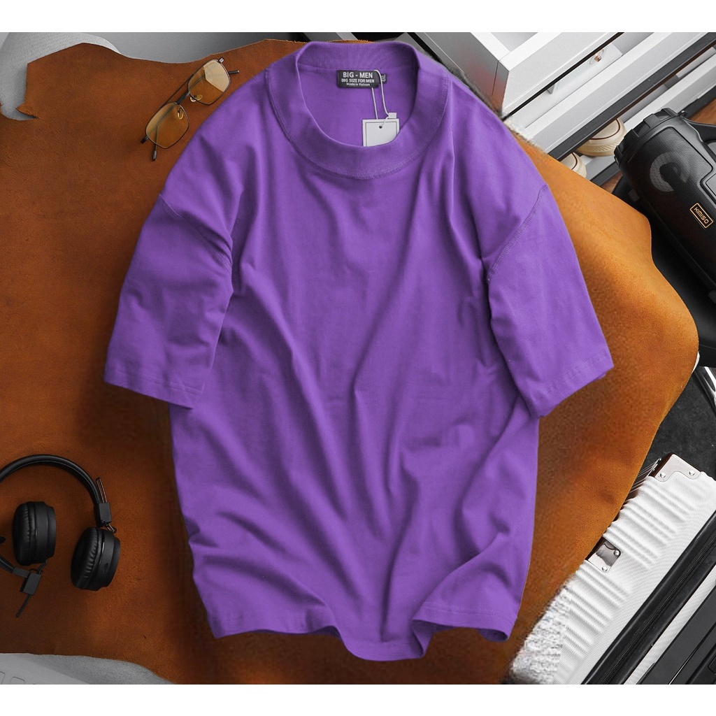 [bigsize] Áo thun big size unisex cotton màu tím đường may cổ trái siêu đẹp