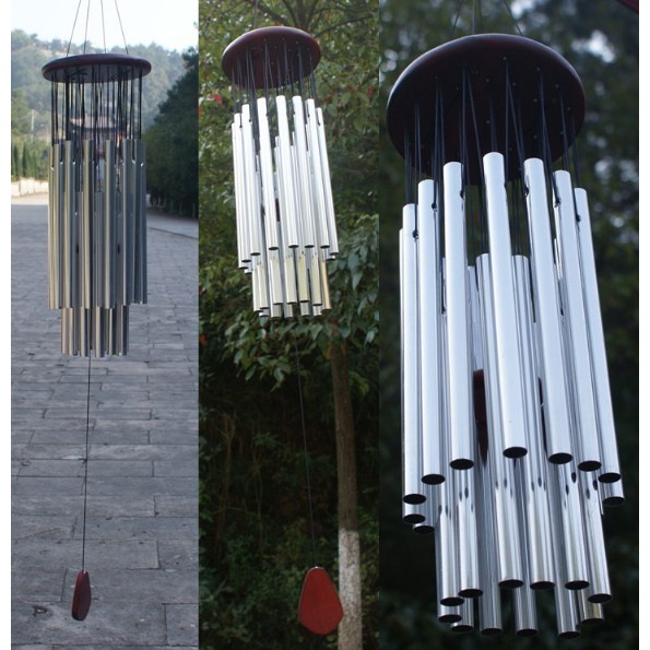 Chuông gió may mắn  18 thanh nhôm màu bạc