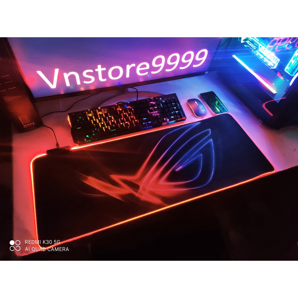 Miếng lót chuột led rgb, pad chuột Asus, Msi, Aorus, phím tắt, nhiều màu sắc siêu bền dày 4mm full box
