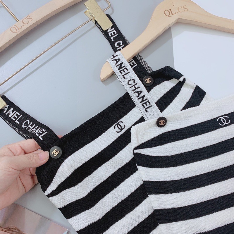 AN02 - ÁO 2 DÂY KẺ NGANG GC CROPTOP 2 MÀU NỮ | BigBuy360 - bigbuy360.vn