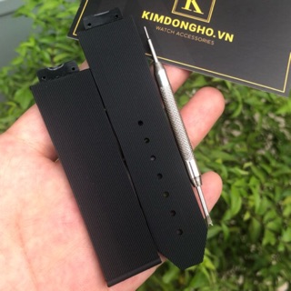 Dây đồng hồ Hublot cao su (tặng kèm dụng cụ thay dây) cho đồng hồ Hublot 19 25 22 - dây màu đen ảnh thật 100%