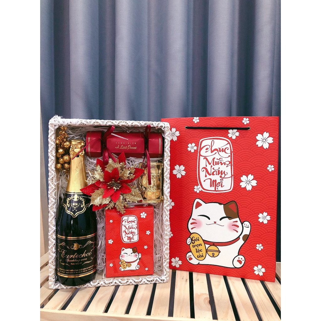 khay quà tết sang trọng mới - Giỏ Quà Tết:  Hi Vọng kèm túi như hình | BigBuy360 - bigbuy360.vn