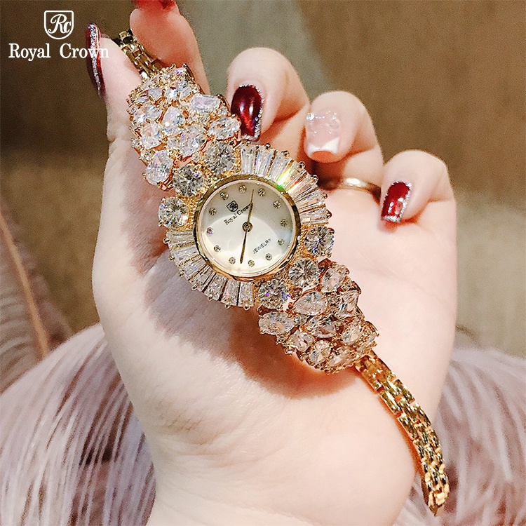 Đồng Hồ Nữ Chính Hãng Royal Crown 5396 Dây Kim Loại Đính Đá Chống Nước Chống Xước | BigBuy360 - bigbuy360.vn