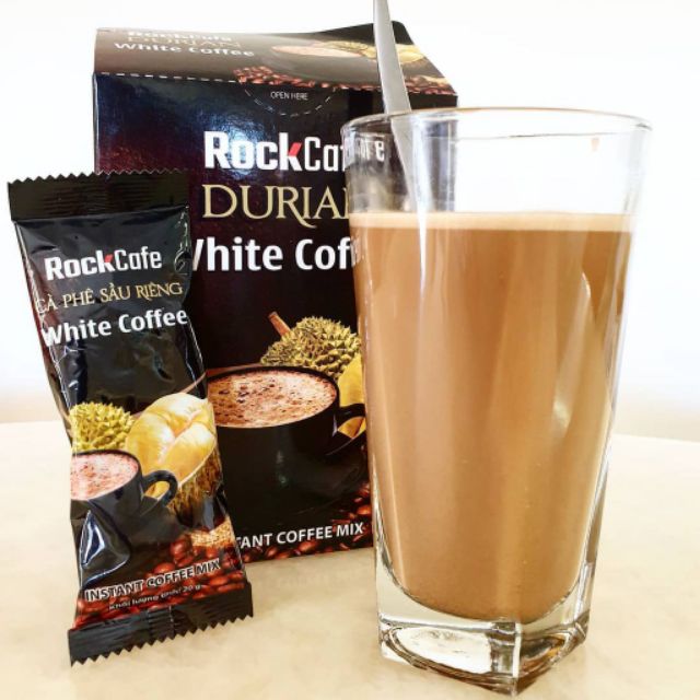 (date mới): Cà Phê Sầu Riêng Rockcafe hòa tan/ cafe Sầu Riêng/ coffree sầu riêng/Durian coffee hộp 240gr 12 gói Sỉ sll