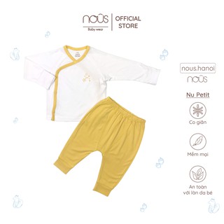 Bộ Quần Áo Sơ Sinh Nous Cài Lệch Trắng Vàng NB Nous (Size Sơ Sinh Newborn NB)