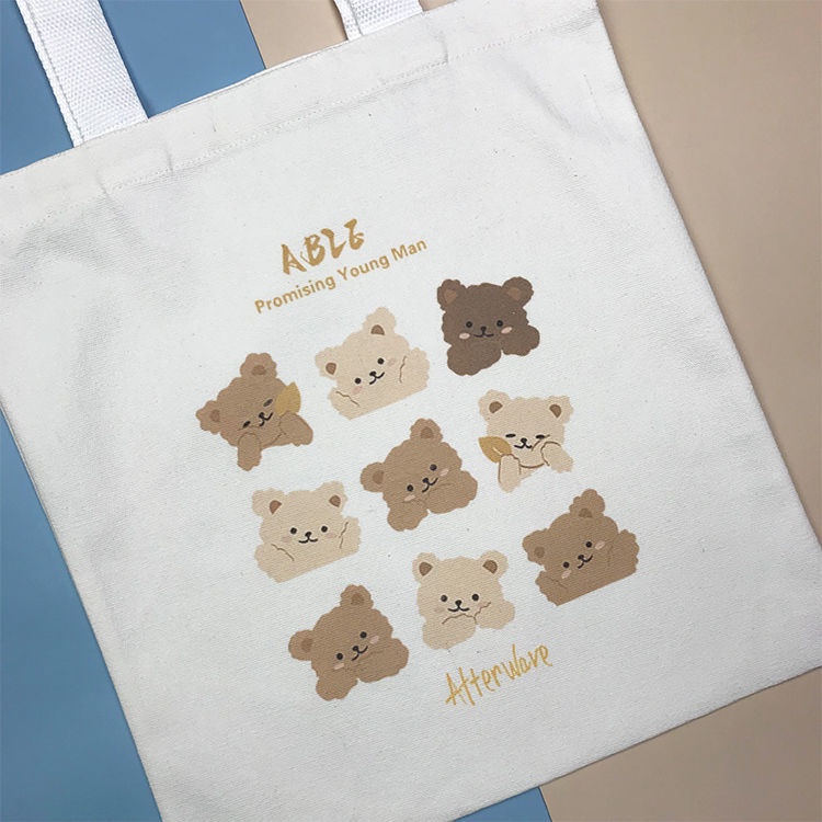 Túi canvas cotton hình gấu dễ thương xinh xắn