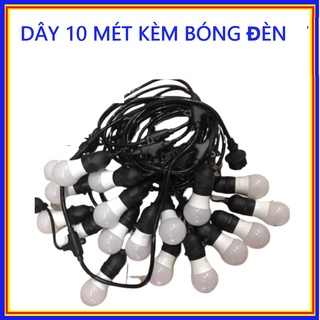 Dây đui đèn thả ngoài trời 10 mét 20 đui E27 chống nước loại tốt