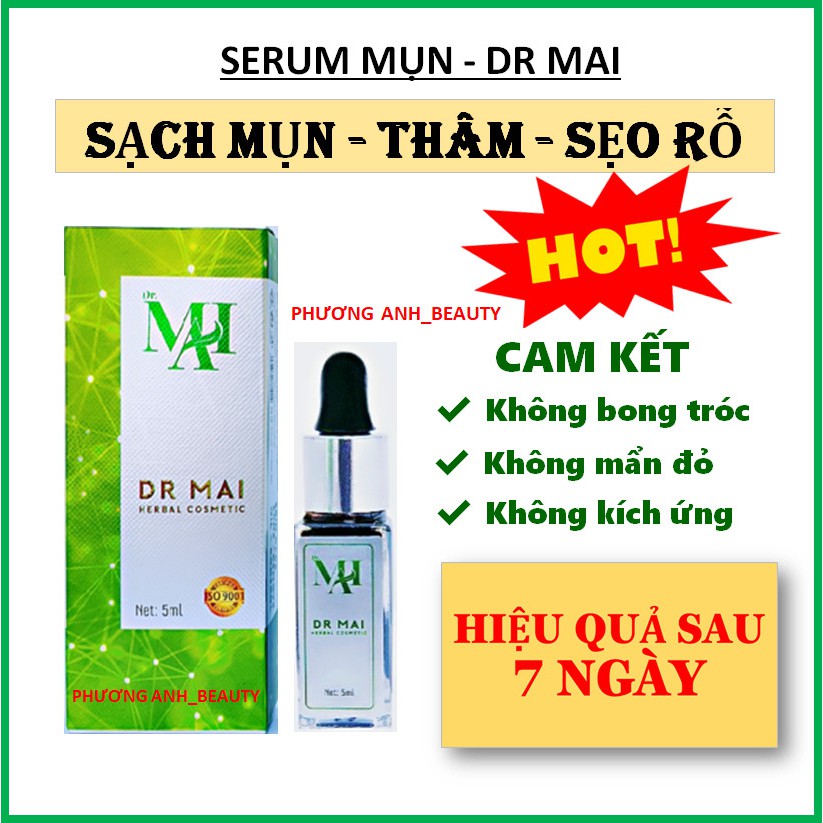 Dr Mai, Serum mụn Dr Mai 5ml, sạch mụn mờ thâm, mờ sẹo rỗ lựa chọn hoàn hảo cho da mụn