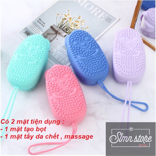 Bông tắm tạo bọt massage hình chuột dễ thương, bông tắm tẩy silicone tẩy tế bào da chết (màu ngẫu nhiên)