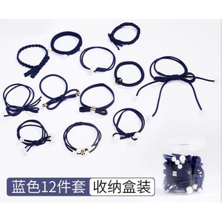 [Thanh lý nghỉ bán] Hộp 12 chiếc - Dây buộc tóc gắn quả bông (BT-08)