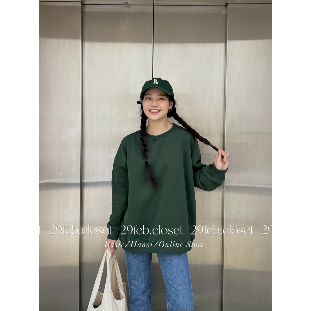 [Ảnh thật/Video] Áo sweater nỉ bông trơn dáng rộng - 29feb.closet - A99