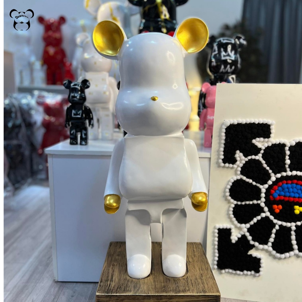 Bearbrick, gấu bearbrick 50cm cỡ vừa, mẫu màu tai vàng có đủ 5 màu chất liệu thạch cao - Chin Official Store