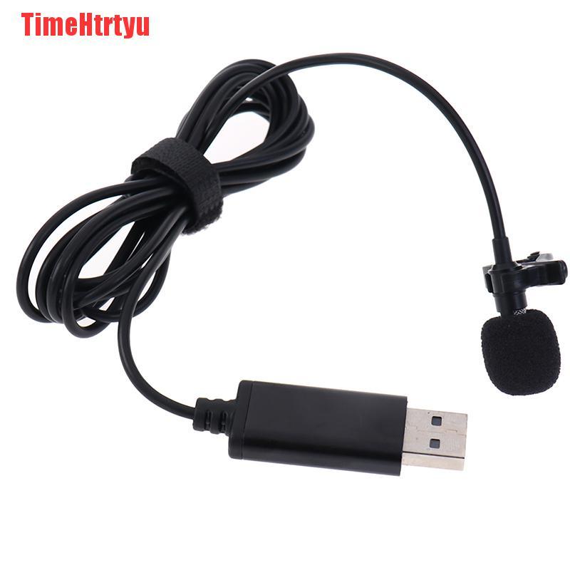 TimeHtrtyu Portable USB Mini Microphone 2m Lapel Lavalier Mic Clip-on Buttonhole Microphone