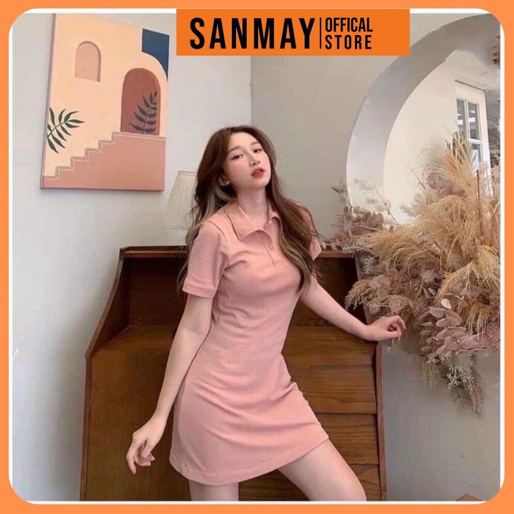 Váy Thun Suông SANJOL Đầm Polo Nữ Ôm Body Vải Cotton Sang Chảnh Hàn Quốc, Đi Chơi Biển Thiết Kế 3 Màu Xám Đen Hồng VD035 | BigBuy360 - bigbuy360.vn