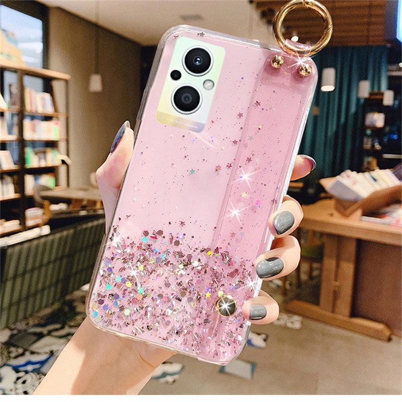 Ốp Điện Thoại Mềm Trong Suốt Lấp Lánh Kèm Dây Đeo Cho OPPO Reno 7 Z 5G Reno7 4G Global Version 2022 Reno7Z