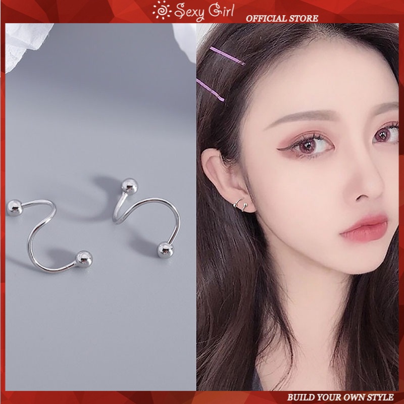 Khuyên Tai Nhỏ Thiết Kế Gợn Sóng Đơn Giản Thời Trang Phong Cách Punk Hiphop Cho Nữ