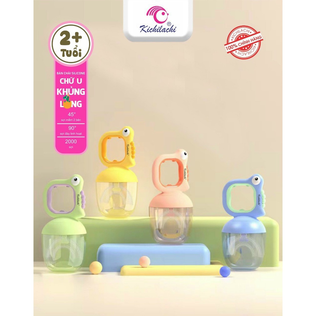 Bàn Chải Đánh Răng Chữ U Kichi Siêu Mềm Cho Bé Tập Đáng 12 Tháng Trở Lên ( làm sạch dễ dàng )