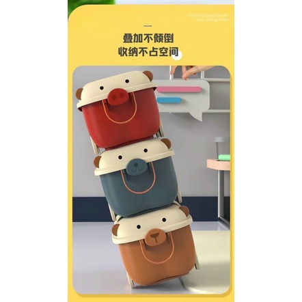 Thùng đựng đồ chơi cho bé Cute, Hộp đựng đồ chơi đa năng có bánh xe cho bé hình chú vịt, mặt bàn chơi lego tiện lợi