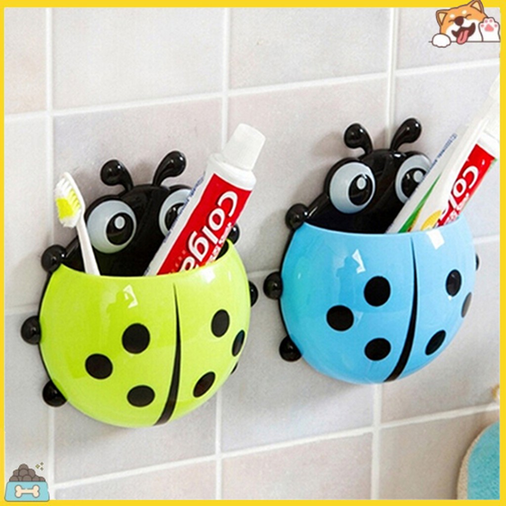 Hộp giữ bàn chải đánh răng đế hít tường hình bọ rùa cho nhà tắm SPBS