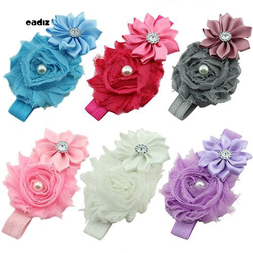 Băng đô nơ quấn đầu đính hạt giả ngọc trai cho bé gái