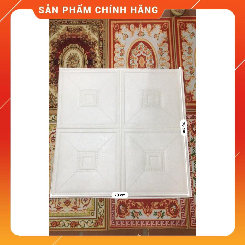 [ Bán Chạy ]  XỐP DÁN TƯỜNG GIẢ DA TRẮNG 70X70 CM