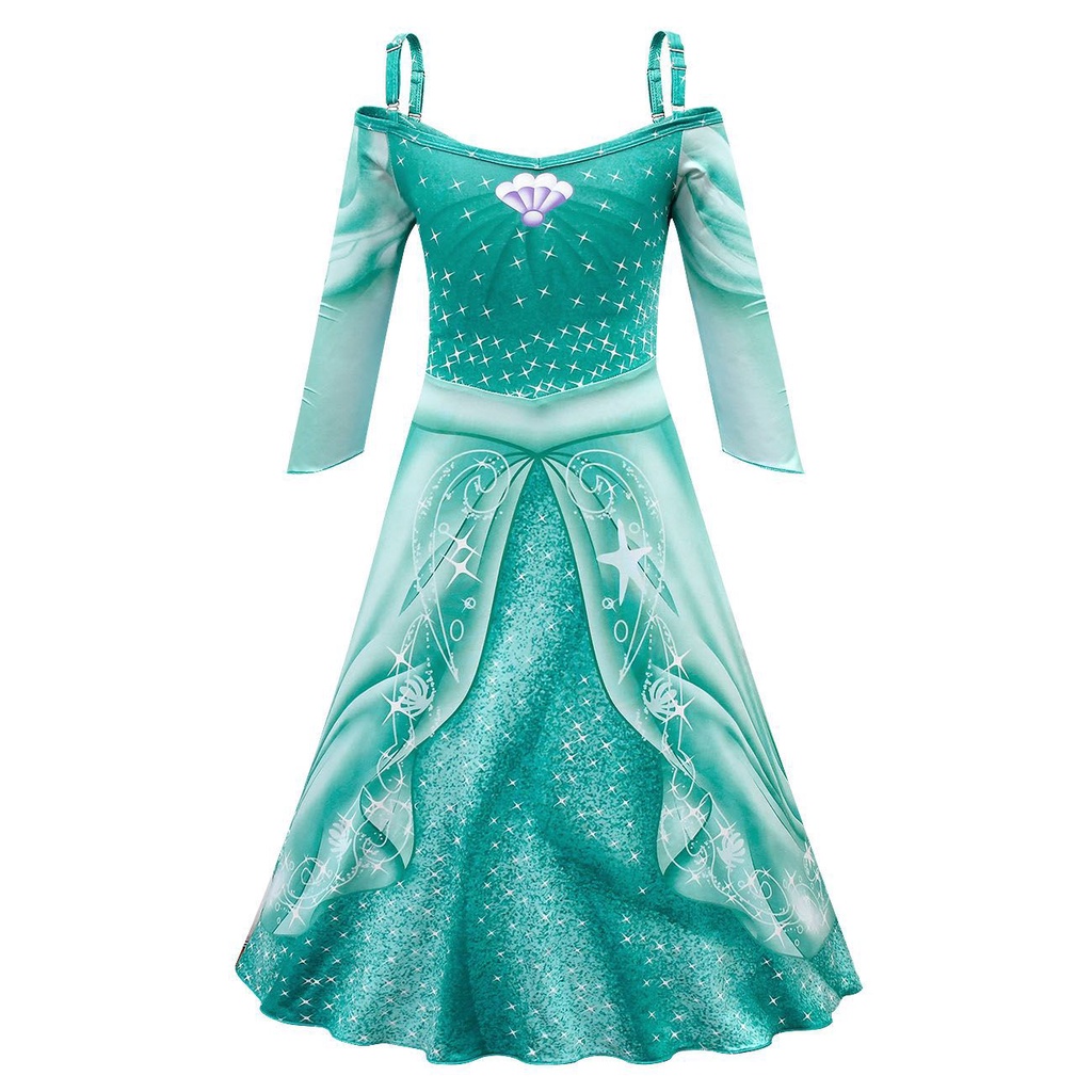 DISNEY Đầm hóa trang nàng tiên cá tay ngắn 100-140cm cho bé gái 3-8 tuổi | BigBuy360 - bigbuy360.vn