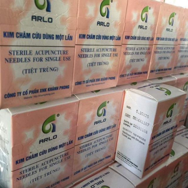 Kim châm cứu Khánh Phong đủ các cỡ, hộp 100 cây.