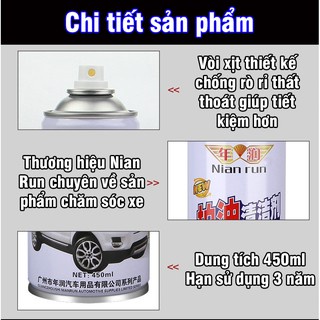 Chai xịt tẩy rửa đa năng Nian run dành cho xe ô tô, xe máy dung tích 450ml
