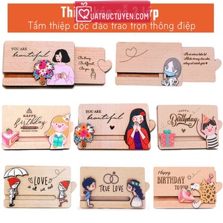 Thiệp gỗ dạng kéo chuyển động chi tiết 2 lớp ý nghĩa, thiệp gỗ 3D độc đáo - tặng bạn gái, sinh nhật