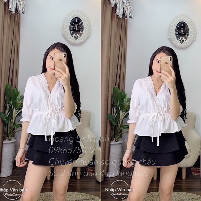 Áo Babydoll Cúc Bọc Chiết Eo_Xưởng May Quang Anh